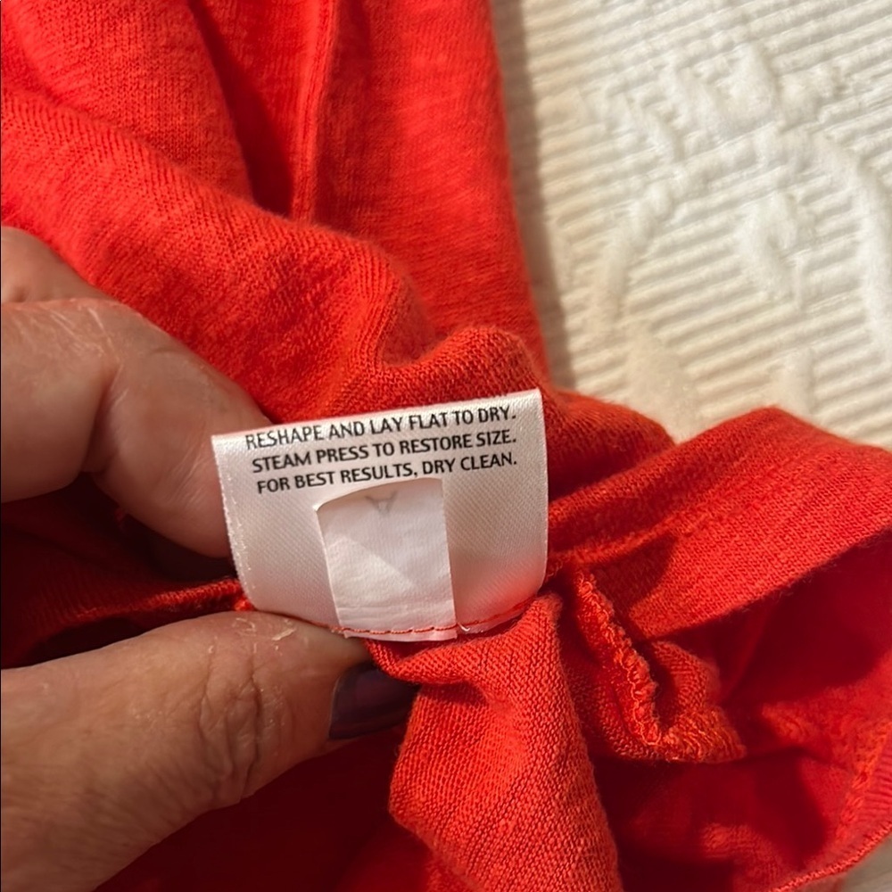 Eileen Fisher Scarlet Red/orange Blouse. Large Linen - Picture 8 of 8